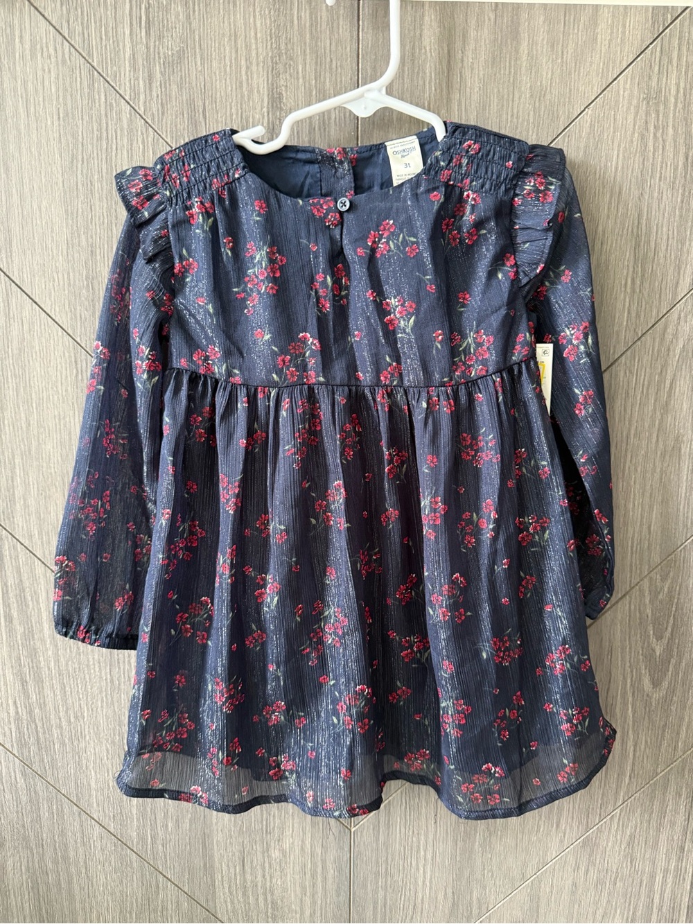 Oshkosh B’gosh Navy Floral Long Sleeve Dress